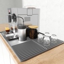 Upgrade Silicone Coffee Mat with Raised Edges, 24'' x 16'' Suitable for Coffee Bar Accessories Countertops, Beverage Bar, Under Coffee Maker Espresso Machine, Dish Drying Mat (Gray, 24'' x 16'')