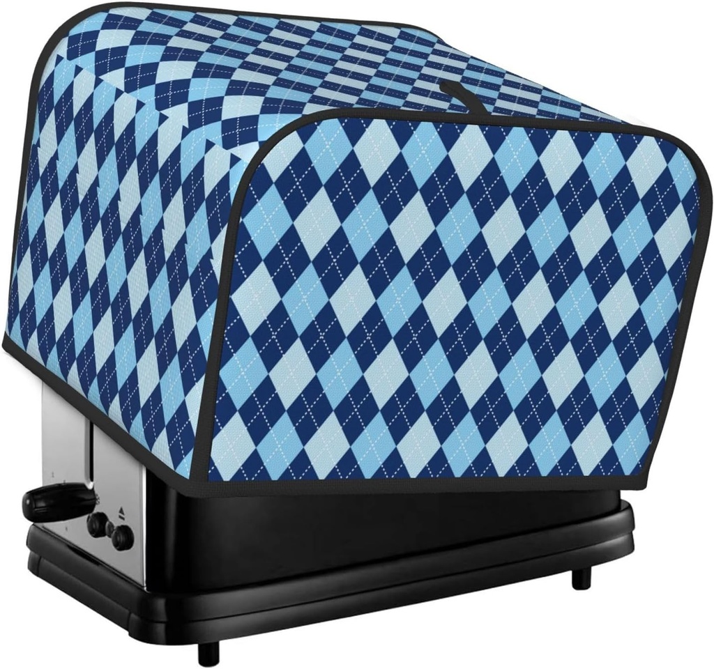 Oven Cover Kitchen Bread Machine Protector,4 Slice Toaster Cover For Home,Fingerprint Coaster Cover,Kitchen Small Appliance,Blue Squares