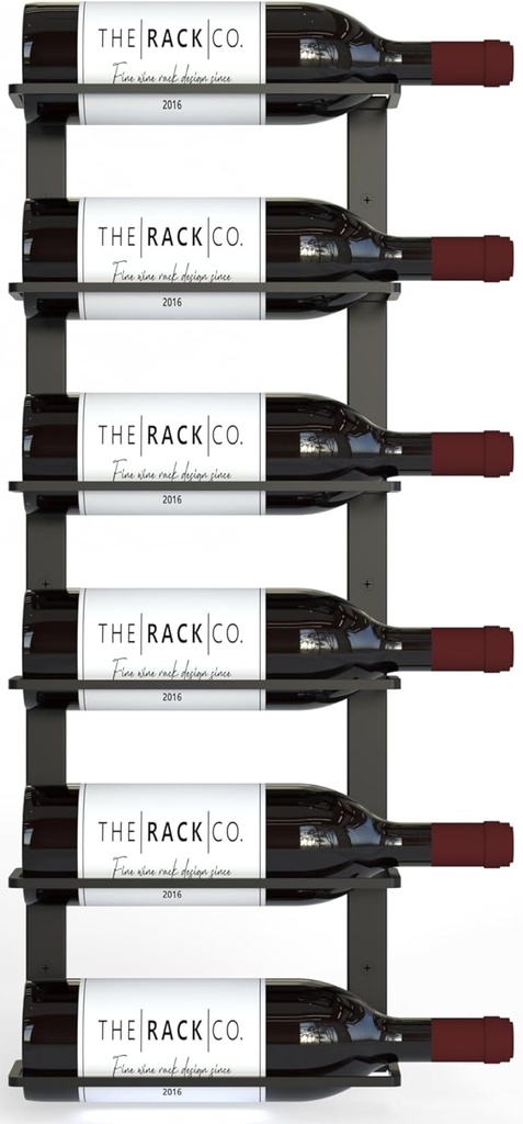 TheRackCo. Wall Series - Double Frame Wall Mount Wine Bottle Rack (6 Bottles) + Free Wine Bottle Opener Corkscrew