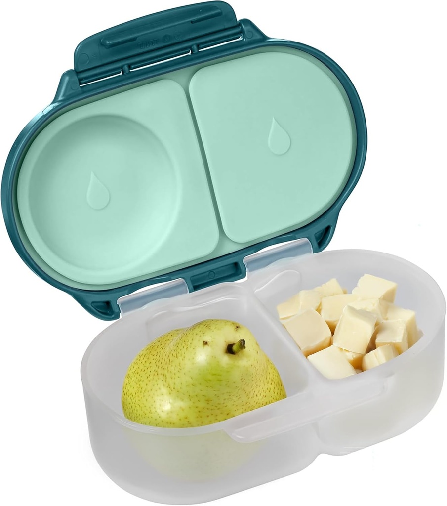 b.box Snack Box Reusable Snack Containers with Lids 2 compartments, Bento Box for kids and toddlers, Leakproof Lunch Box, BPA free and Dishwasher Safe Snack Container (Emerald Forest, 1 3/4 Cup)