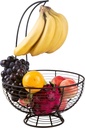 [ Extra Large ] TIEYIPIN Fruit Basket Bowl with Banana Hanger, Detachable Wire Banana Holder Hook Kitchen Storage Baskets Stand - Brown