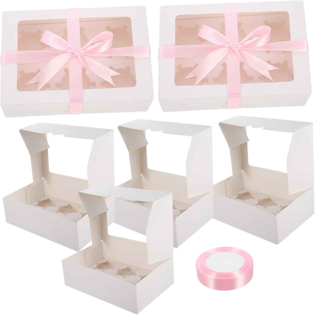 Take Out Cupcake Container 12 Pack Paper Muffin Cake Boxes Pastry Containers with Window
