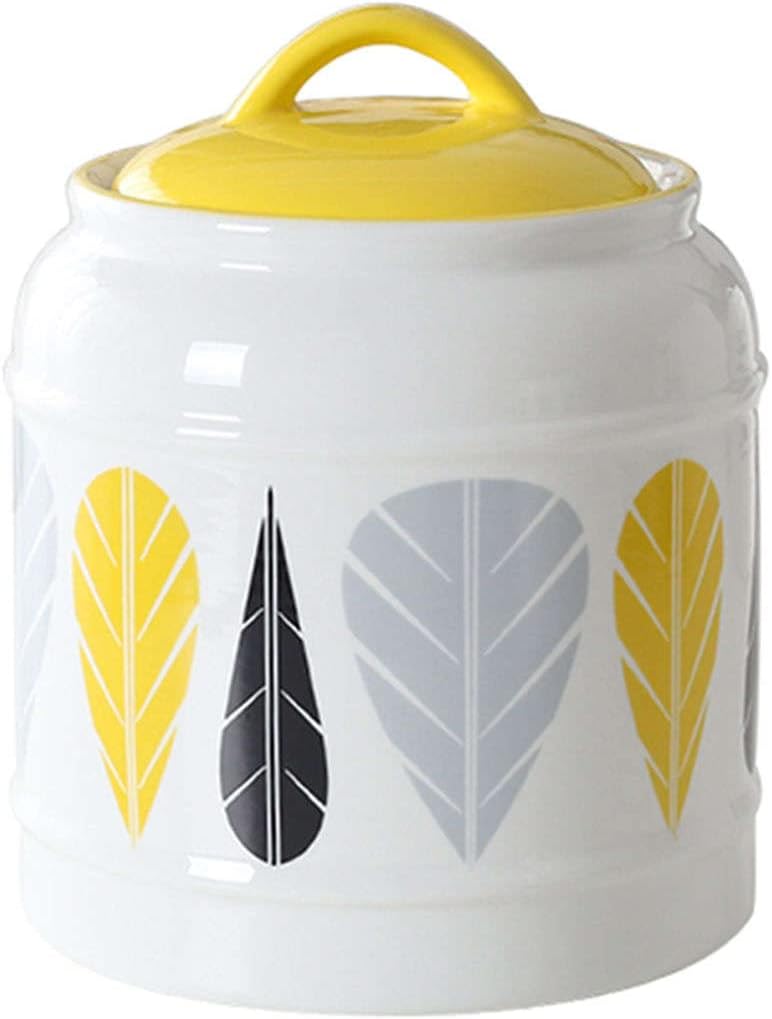 Ceramic Sugar Bowl, Cookie Jars For Kitchen Counter, Flour And Sugar Containers Ceramic, Kitchen Canisters For Countertop, Ceramic Airtight Jar-red-1500ml/53oz ( Color : Yellow , Size : 1500ml/53oz )