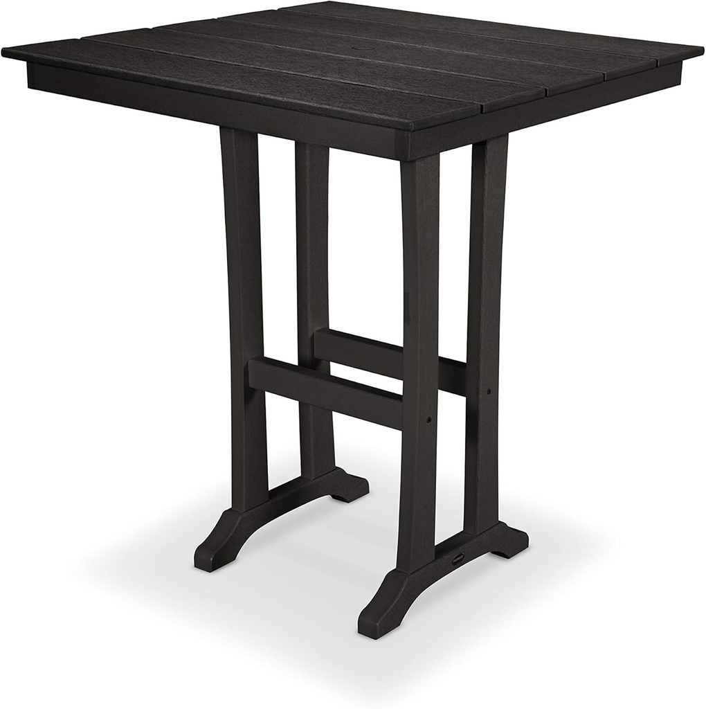 POLYWOOD Farmhouse Bartable Black - 42" Bar Height Outdoor Bistro Table - Heavy Duty HDPE Patio Furniture - Modern Farmhouse Style Bar High Top Table for Deck, Garden & Poolside