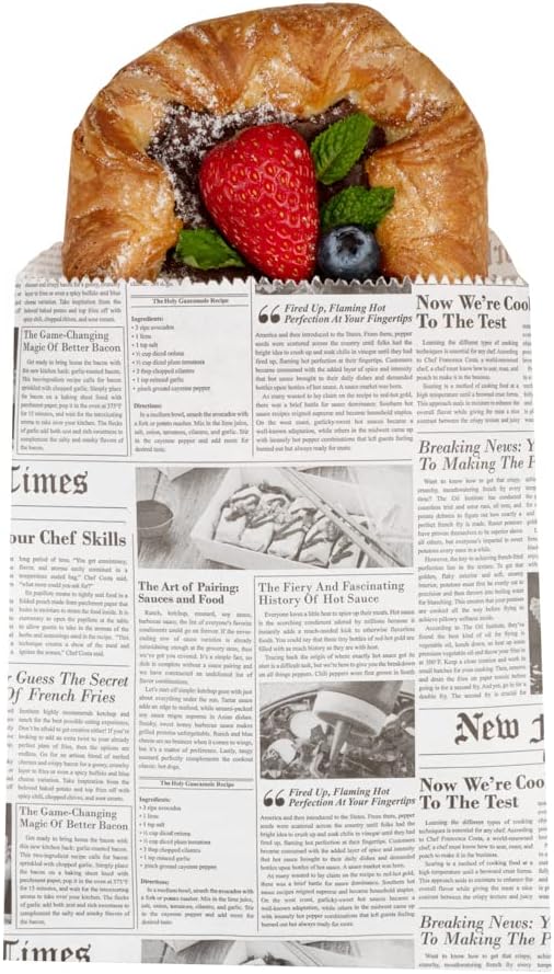 Restaurantware-Bag Tek 7 x 5 Inch Sandwich Bags, 25 Greaseproof Bakery Bags - Microwavable, Disposable, Newsprint Paper Lunch Bag, For Cookies, Sandwiches, Candies, Fries, And Bread