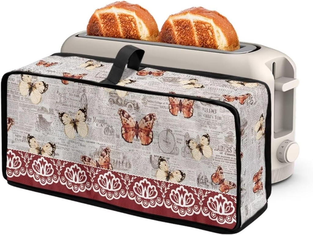 Butterfly Toaster Cover 2 Slice Long Slot 2 Slice Slim Toaster Cover, Heat-Resistant Kitchen Appliance Covers Dustproof Protective Covers for Bread Maker