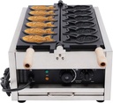 2400W Fish Waffle Maker, Commercial Baker with 6 Fish-Shaped Molds, Double-sided Heating Stainless Steel Nonstick Waffle Maker Machine for Home & Restaurant