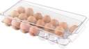 iDesign Clear Plastic Egg Holder for Fridge with Lid - 21 Egg Storage Container Organizer Bin