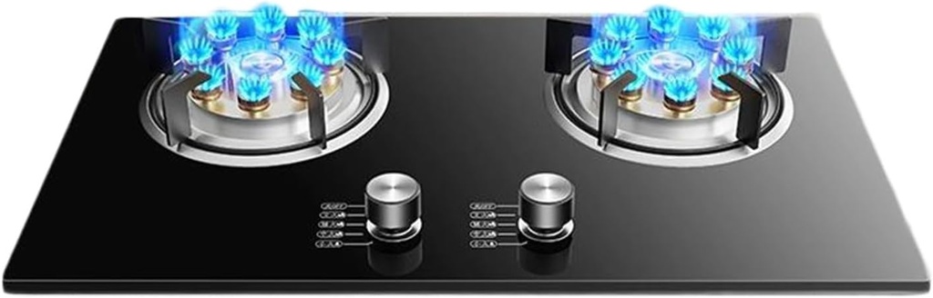 Gas Stove 73cm,5.2KW Kitchen Counter Top Stove,Tempered Glass Cast Iron Pot Rack,with Flameout Protection,for Home Kitchen(LPG)