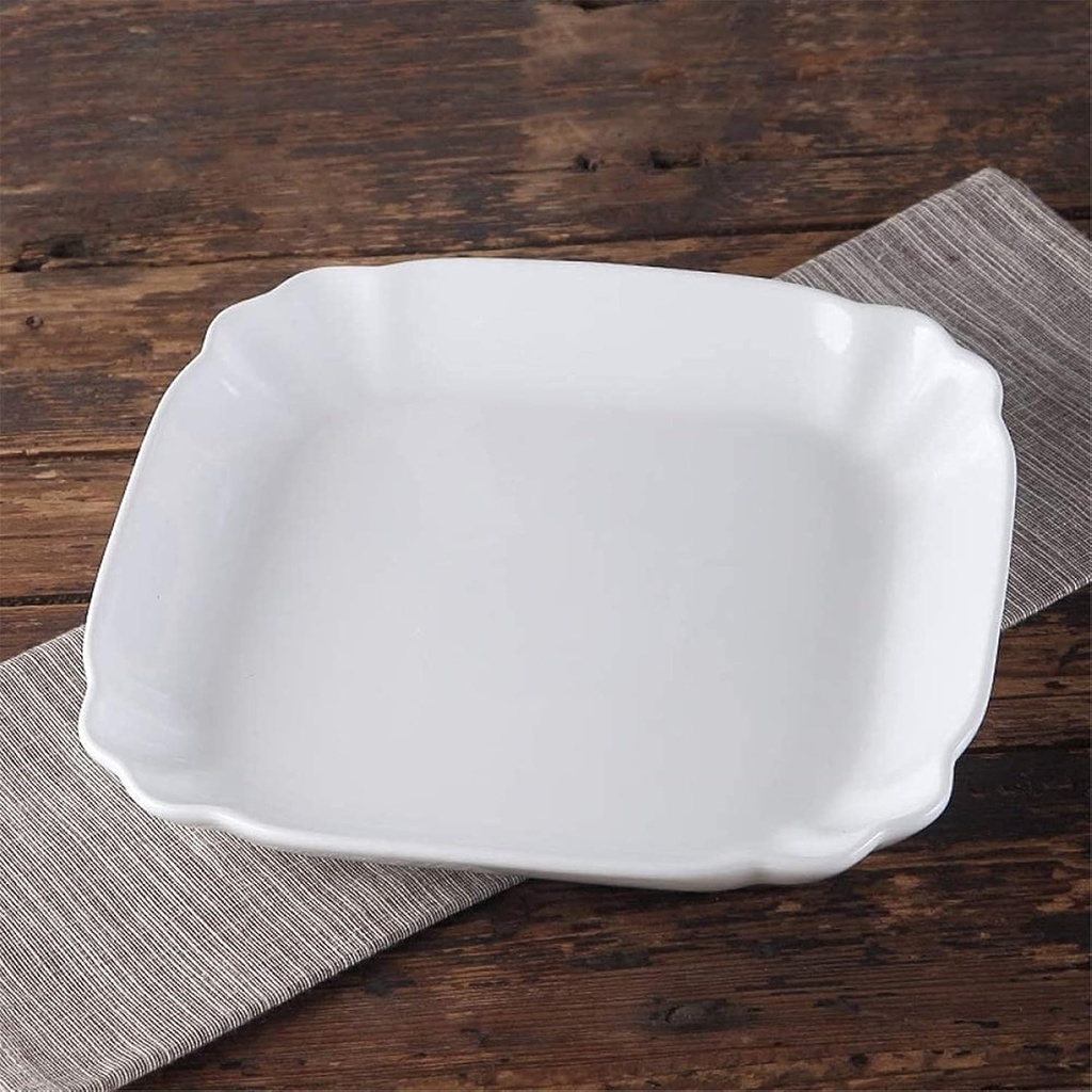 Dinnerware Set, Ceramics Dinner Sets Pure White Ceramic Baking Tray Rectangular Deep Dish Oven Tableware Rice Dish Baked Cheese Western Dish 10 Inch