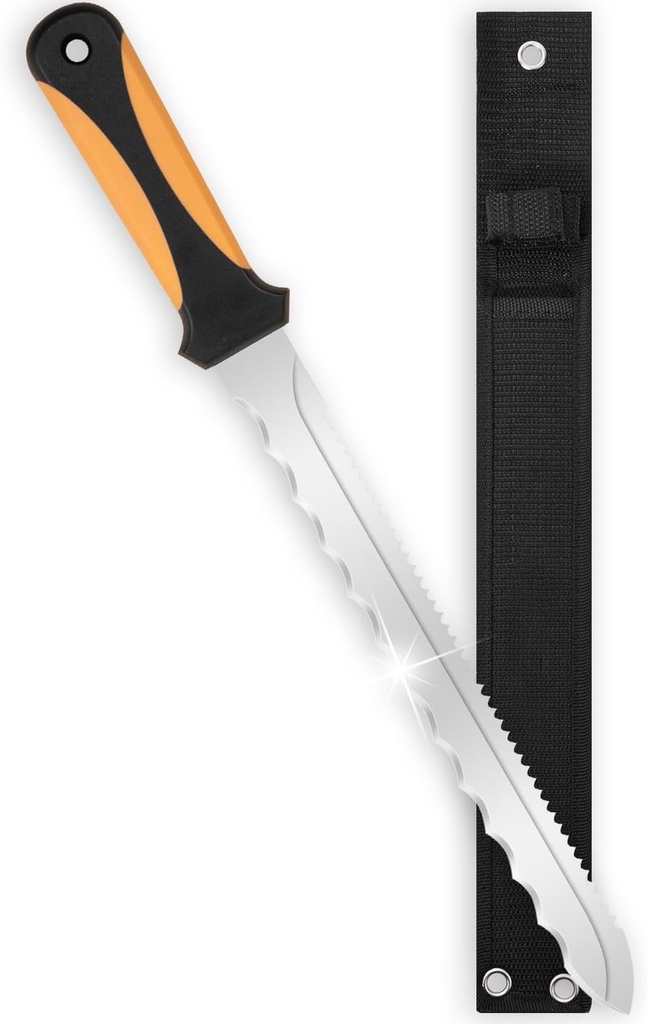 Sod Cutter knife: Stainless Steel Garden Knife 11.14-inch sharp blade, double-edged sod knife for outdoor, Lawn Repair, easy to carry (orange)