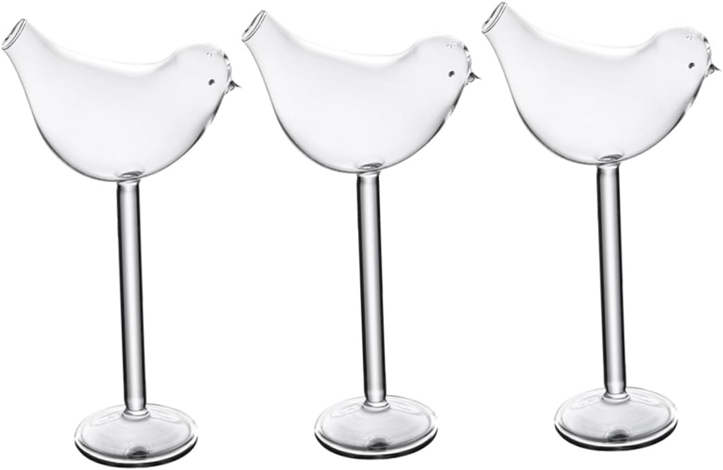 3pcs Creative Bird Shaped Goblet Glasses for Cocktails Transparent Decorative Wine Glasses for Parties Weddings and Home Bars Unique Drinkware