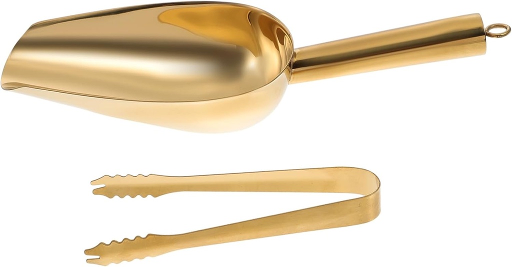 ABOOFAN 1Set Multi Function Stainless Steel Ice Shovel and Ice Clip Kitchen Ice Scoop for Bars and Parties Finish for Ice Cubes Food and More