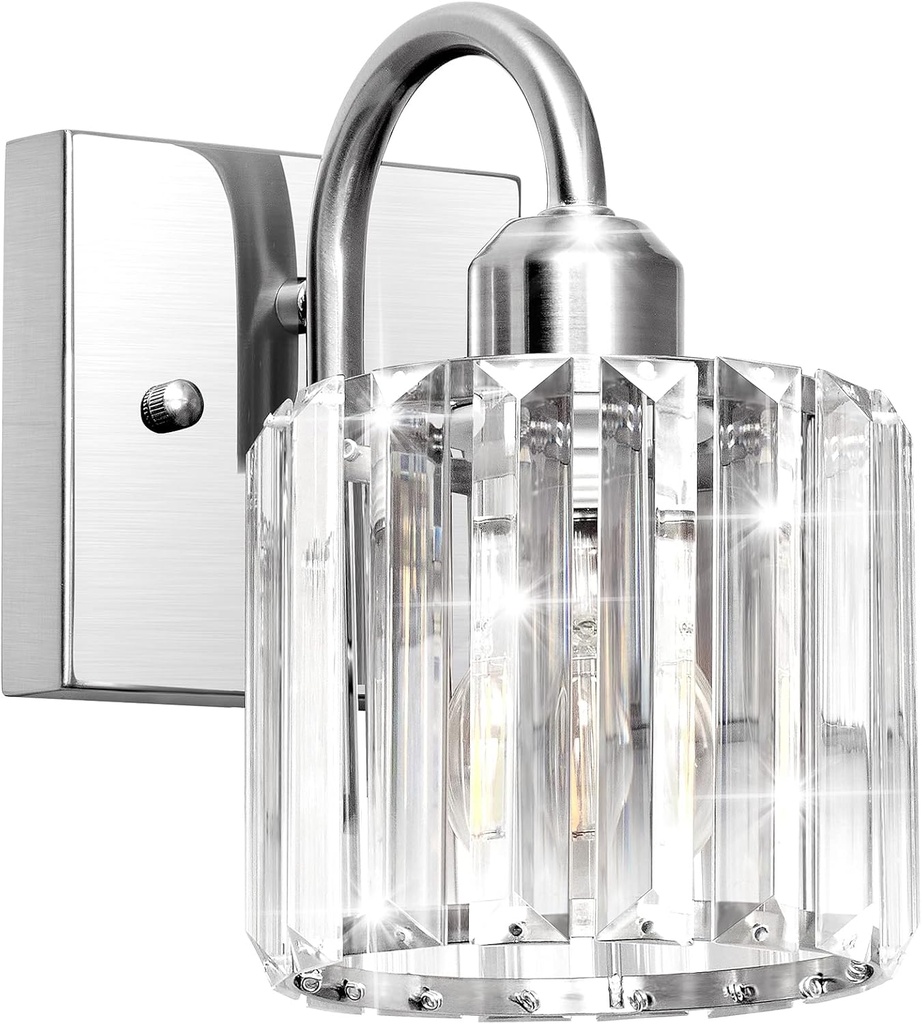 Brushed Nickel 1 Light Bathroom Vanity Light Over Mirror - Chrome Option