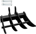 Small Digger Rake, Mini Excavator Rake, Backhoe Attachment, for 1T to 1.5T Excavators, 90MM/3.54in Span, 25MM/0.98in Hole Diameter, 90MM/3.54in Central Wheelbase