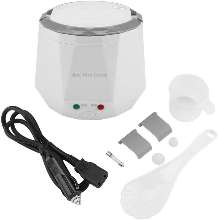 Fdit Mini Rice Cookers 24V 1.3 L Electric Rice-cooker Food Steamer for Truck Car Cooking for Soup Porridge Rice Noodles Portable 180W(white)