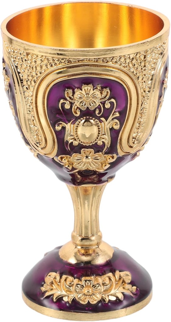 Ciieeo Tiny Shot Glasses: Vintage Embossed Goblet - Metal Chalice - Medieval Wine Cup - Retro Altar Ornament For Kitchen Home Christmas Bar Party Wedding Holy Ritual Decor