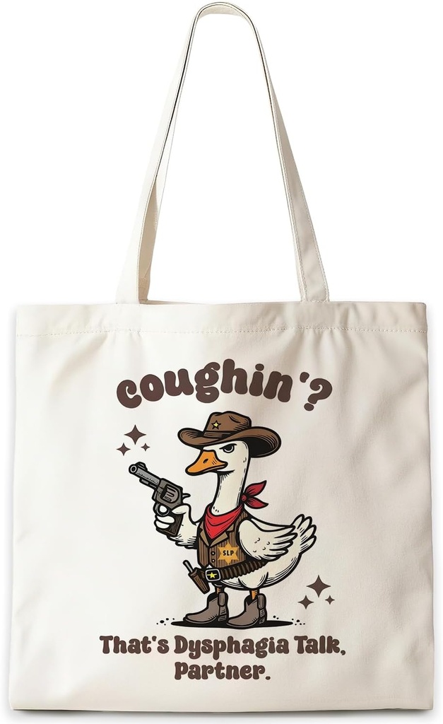 Western Goose Speech Therapy Tote Bag, Speech Language Pathologist Gifts Canvas Tote Bags, Funny Goose Dysphagia Therapist Reusable Grocery Shopping Bag