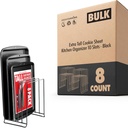 Stock Your Home Black (8 Pack) Extra Tall Steel Baking Pan Organizer Rack for Cabinet Storage or Kitchen Counter, Cookie Baking Sheet Organizer with Dividers, Muffin Tin and Cutting Board Holder