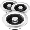 Kitchen Sink Drain Strainer - 3Pack Sink Stopper, Drain Protector, Kitchen Drain Plug & Sink Installation Parts with Anti-Clogging Basket, Fit US Standard 3-1/2'' Sink Drain Hole, Black