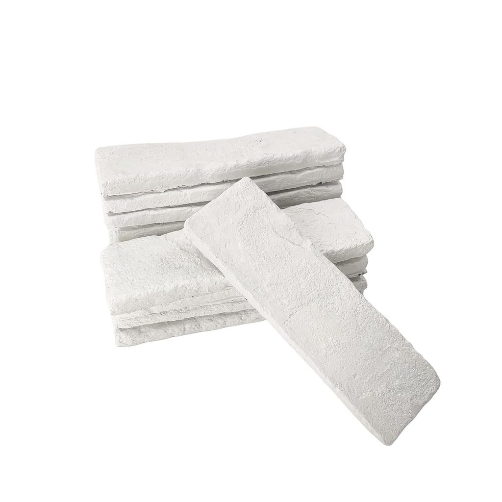 40 Pcs White Thin Brick Veneers, 2.4" x 7.9" Wall Brick, 3D Faux Brick for Kitchen Backsplash, Fireplace, Living Room, Interior and Exterior Wall Decoration (7 sq.ft) (White)