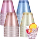100 Pack 9 oz Plastic Cups, Disposable Party Cups in Assorted Colors, Plastic Glasses with 4 Colors Perfect for Wedding, Thanksgiving Day, Christmas