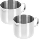 Frothing Cups Set of 2 Stainless Steel Milk Pitcher Sauce Cups for Coffee Tea Latte Hot Chocolate