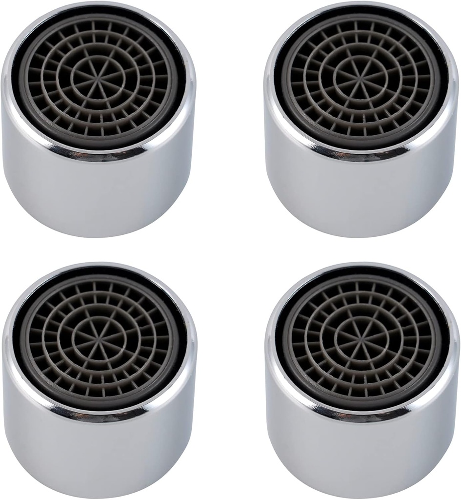 Hibbent 4 Pack Faucet Aerator, Kitchen Sink Aerator Shell with Built-in Filter, 55/64 Female Thread Bathroom Faucet Filter, Splash-Proof, Chrome Finish
