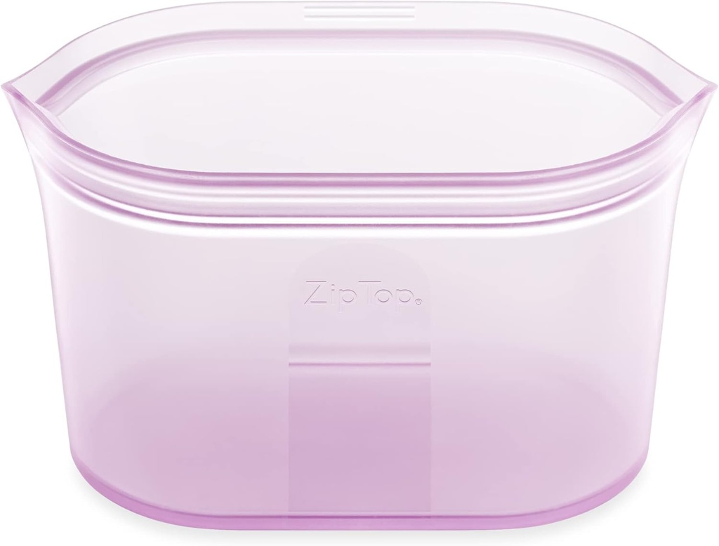 Zip Top Reusable Food Storage Bags | Large Dish [Lavender] | Silicone Meal Prep Container | Microwave, Dishwasher and Freezer Safe | Made in the USA