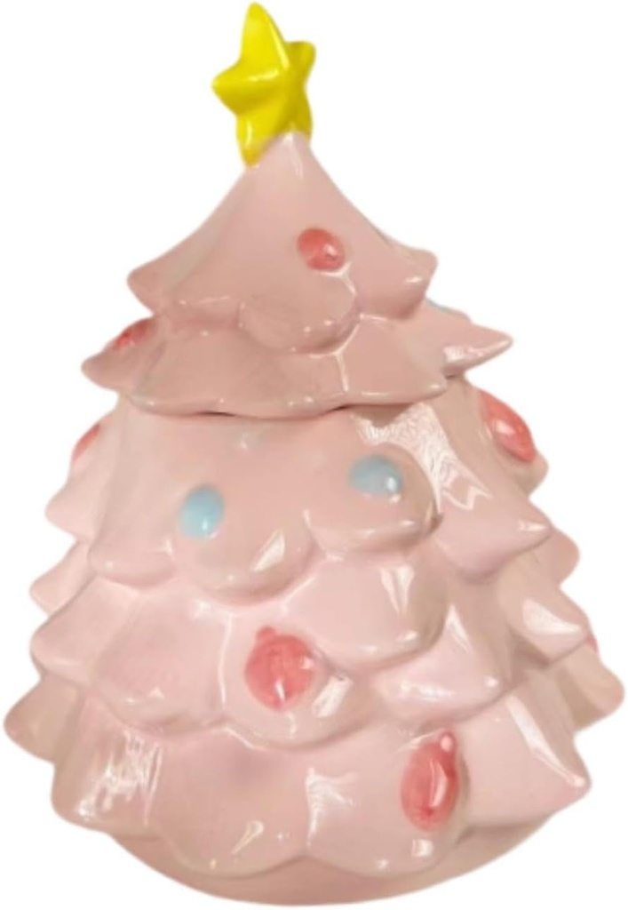 Generic Christmas Tree Candy Jar Cookie Container Decorative Cute Cartoon Candy Storage Jar Gift Box for Wedding Holiday Home Desktop, Pink