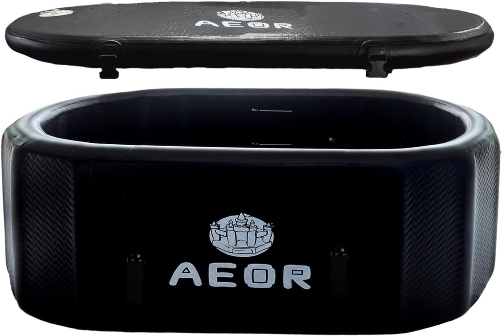 XXL 140-Gallon Inflatable Ice Bath Tub for Athletes - Compatible with Water Chillers. Insulated Lid & Portable Design for Indoor/Outdoor Recovery - 59.5"L x 31.5"W x 29.5"H