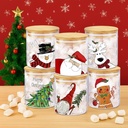 6 Pcs Christmas Glass Storage Jars with Airtight Lid Red White Candy Cane Gingerbread Man Santa Claus Glass Food Storage Jars for Xmas Kitchen Cookie Coffee (Santa Claus)
