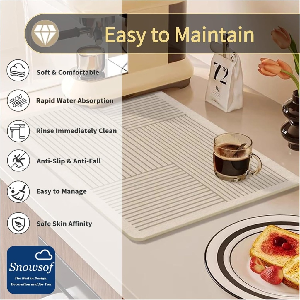 Dish Drying Mat - Absorbent Countertop Mat for Coffee Maker, Dish Rack (12''16'')