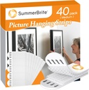Picture Hanging Strips 40 Strips, Damage Free Removal, Wall Poster Picture Hangers Without Nails, Sticky Hook & Loop Adhesive Strips for Poster/Picture/Home/Office, 20 Pairs/Medium, White