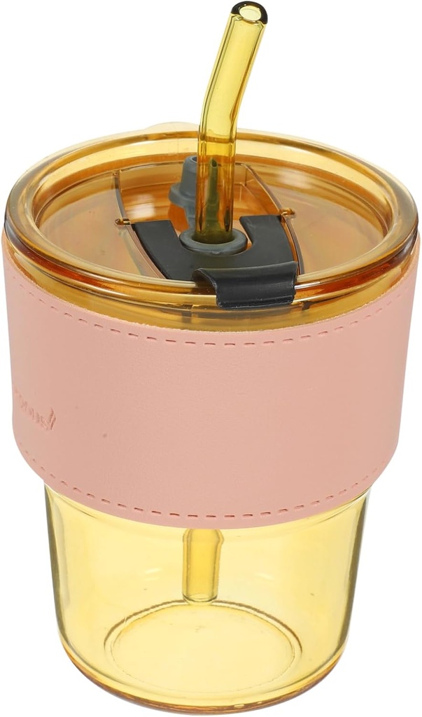 Drinking Glasses Insulated Glass Tumblers Lid Straw Tea Cup Water Glasses for Office