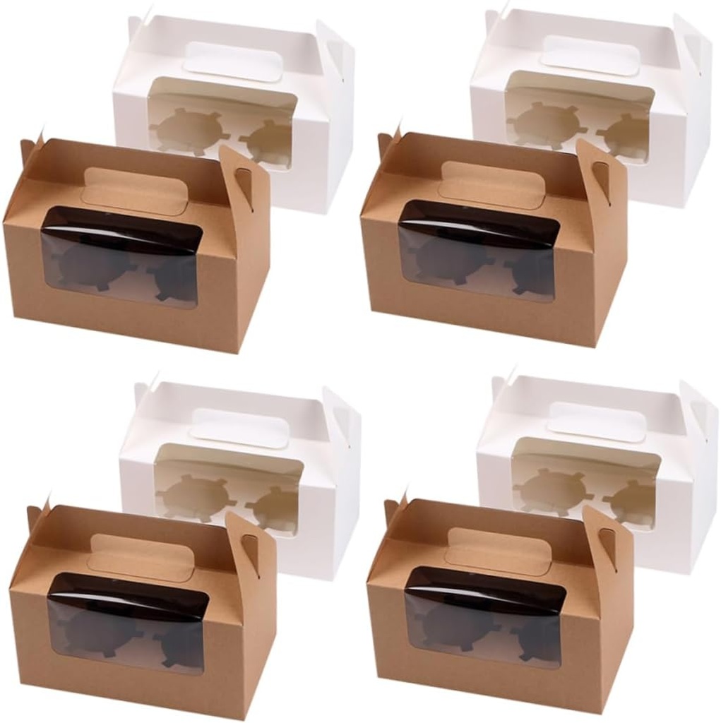10set Assorted Cupcake Containers Window for Muffins Desserts and Party Favors for Showers Weddings and Holiday Celebrations