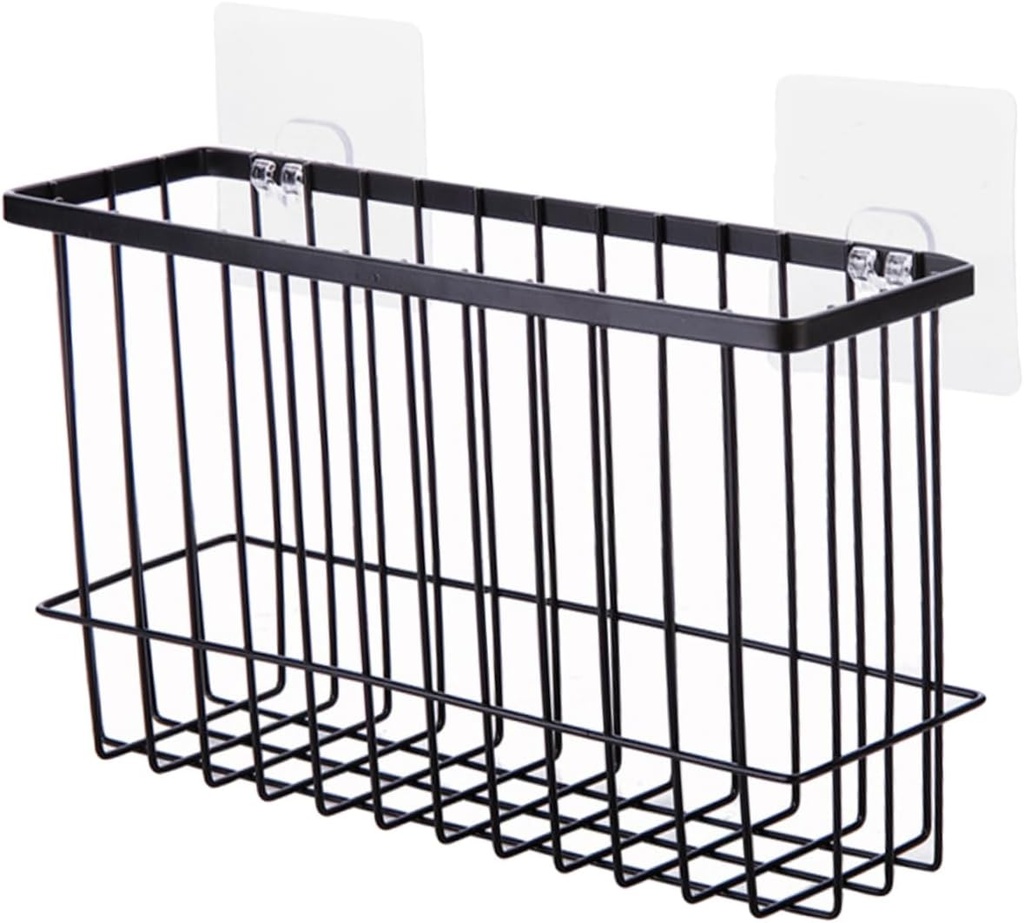 PRETYZOOM Wall Mounted Iron Storage Basket Black Metal Hanging Basket for Kitchen and Bathroom Organization 12 x 6 Sturdy Storage Solution for Home Use Easy to Install