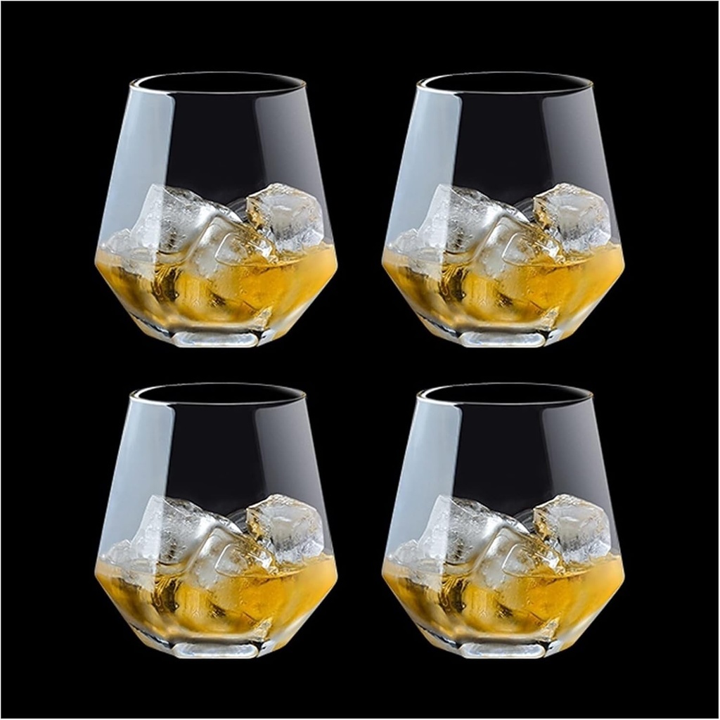 Drinking Glasses 10.1oz (about 300ml) Wine Glass Set, Home Creative Whiskey Glass, Bourbon Whiskey Glass, Rum, Vintage Cocktail, Vodka or Mixed Drinks Glass Cups(A)