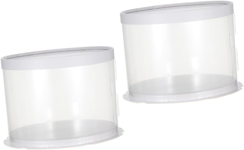 2pcs Box 6'' Sheet Cake Box Window Plastic Cake Container Packaging Food Storage Ideal for Home Bakery Party