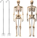 2 Sets Skeleton Stand Pose Stay Metal Stand for 6.56 ft Tall Skeletons Halloween Decor Accessories, Skeletons Not Included(Black)