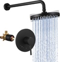 KES Shower Faucets Sets Complete Rain Shower Head Shower Valve and Trim Kit Wall Mount Pressure Balance Black Shower System, XB6202F18-BK