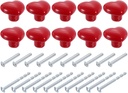 uxcell Ceramic Cabinet Knobs, 10 Pcs Red Heart Shaped Drawer Knobs, 36mm/1.42" Dresser Knob Pulls Handle with Screws for Vanity, Bedroom Furniture, Closet, Cupboard