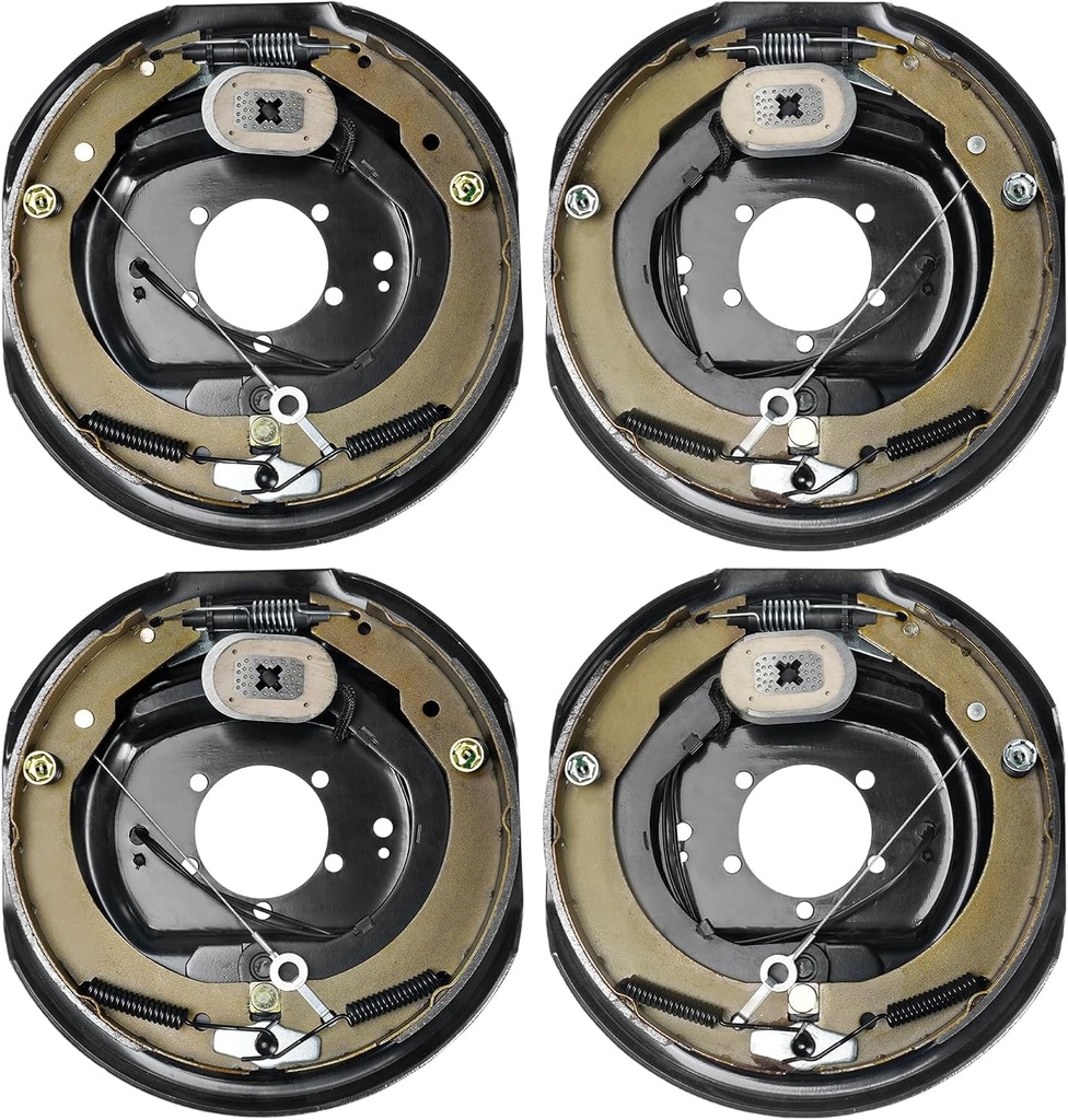 VEVOR Electric Trailer Brake Assembly, 12" x 2", 2 Pairs Self-Adjusting Electric Brakes Kit for 7000 lbs Axle, 5-Hole Mounting, Backing Plates for Braking System Part Replacement (2 Right + 2 Left)