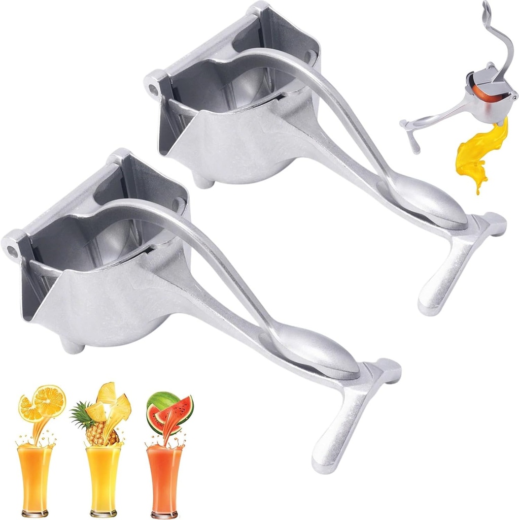 Aluminum Alloy Fresh Fruit Juice Extractor, Heavy Duty Handheld Lemon Juicers, Squeezer for Juicing Oranges Pomegranate Lemons, Easy to Clean, Home and Kitchen Tool (2Pcs)