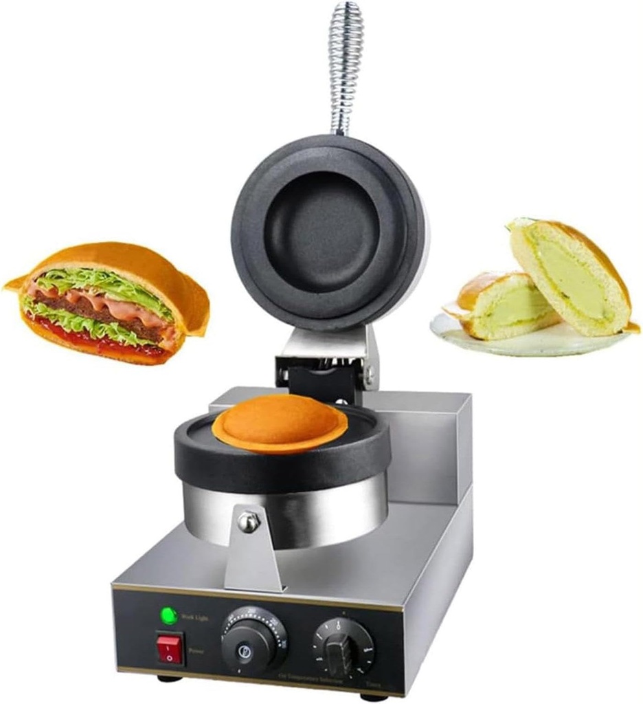 Electric Waffle Maker, Panini Press Sandwich Maker Ice Cream Brioche Hamburger Maker Panini Press Machine Non-stick Plates Independent Temperature Control for Bakeries, Restaurants,A