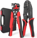 Kuject Wire Stripper and Crimping Tool Kit, 3 in 1 Self-Adjusting Wire Stripping for 10-24 AWG with Crimping Tool Set for Heat Shrink Connectors AWG22-10