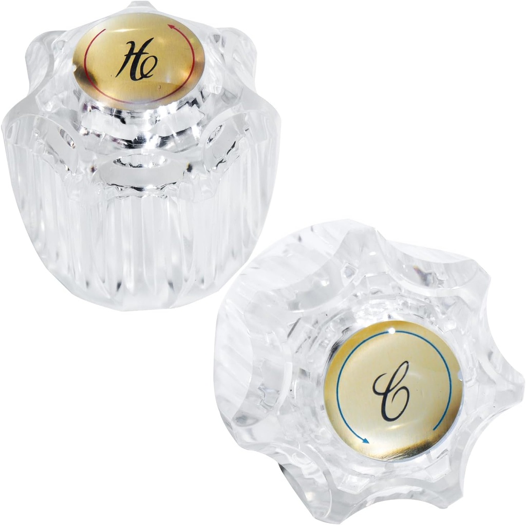 Shower Knob Replacement, Bathtub Faucet Knobs, Bathtub Faucet Handles Compatible with Del-ta/Del-ex Faucets, Hot and Cold Faucet Handles Replacement in Clear Acrylic(1 Pair)
