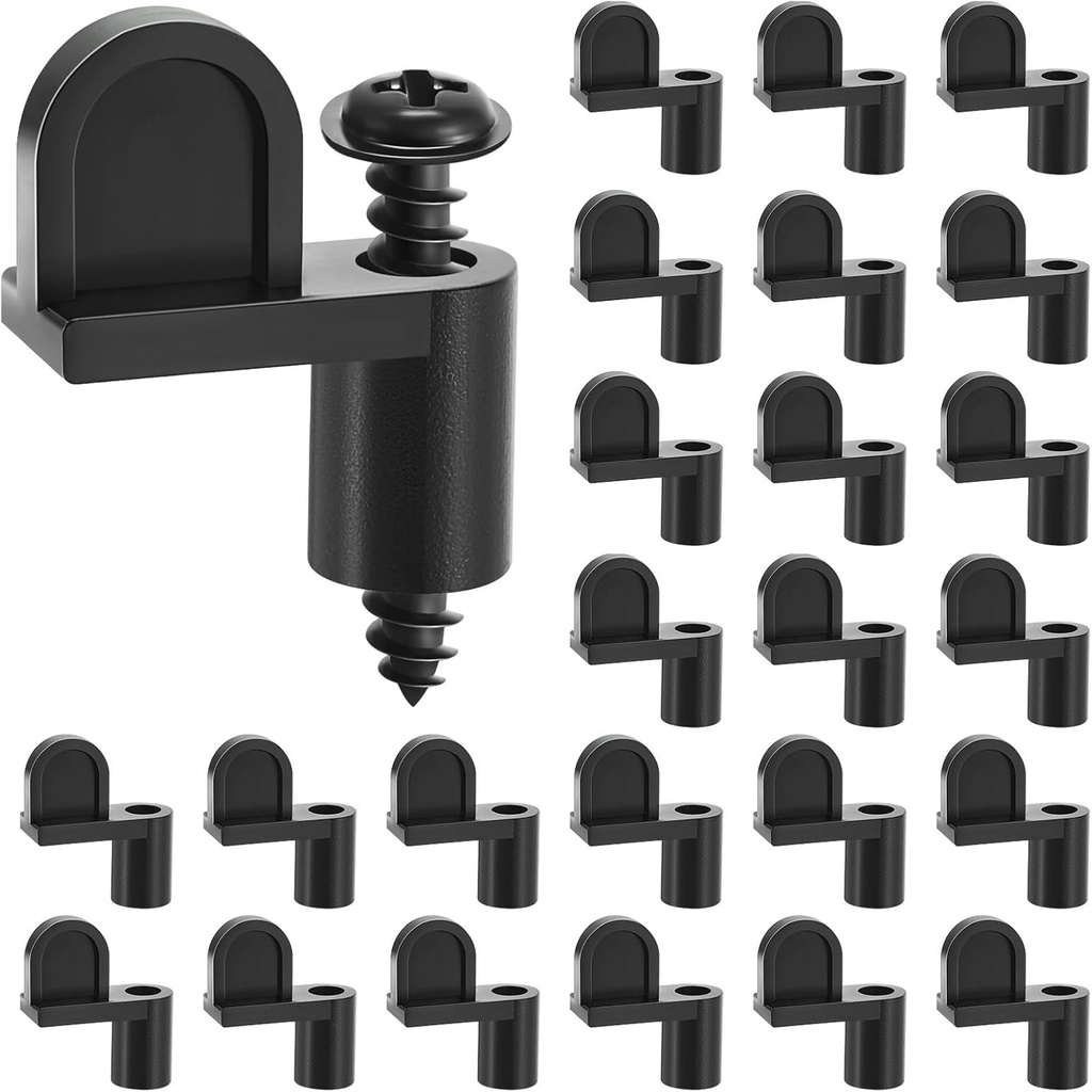 Blulu 24 Pack 3/8 in Nylon Window Screen Clip with Screws Offset Window Clips for Fastens Winter Window Screens, Storm Windows, Storm Panels, Screen Door Clips (Black)