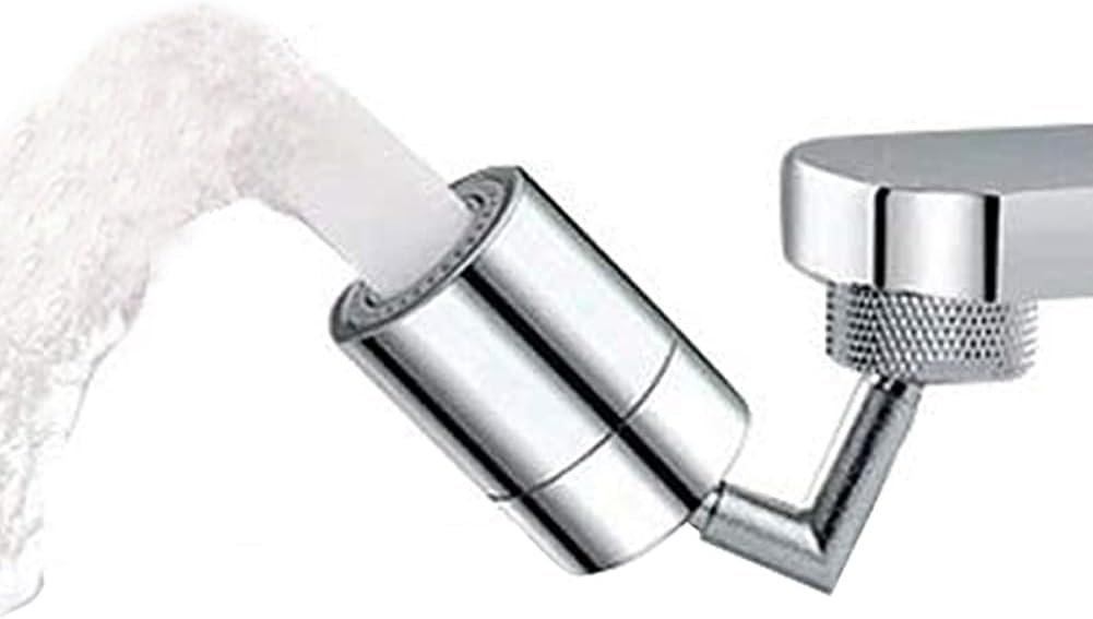 Swivel Sink Faucet Aerator Big Angle Dual-function 2-Flow Sprayer Faucet Head, Sink Sprayer Attachement for Face Washing, Gargle and Eyewash Station（ 55/64'' Female Thread,Adapter Included）