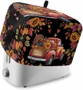 Fall Red Truck Toaster Cover 4 Slice, Kitchen Appliance Covers with Pocket & Loop, Thanksgiving Sunflower Turkey Maple Leaf Black Bread Machine Covers Dust & Fingerprint Protection